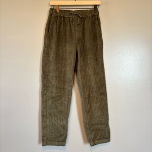 CP Shades Small Corduroy Drawstring Pull On Straight Pants Green Textured Cords